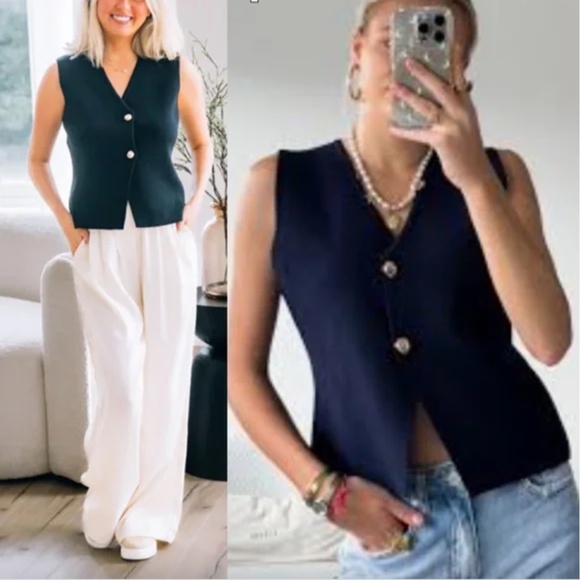 Zara Sleeveless Knit Vest + Free People white off the shoulder sweater - Picture 14 of 16